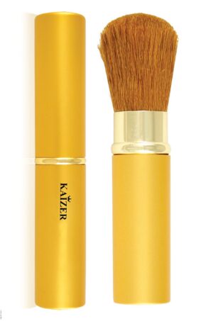 KAIZER Кисть для макияжа  Арт.301028  складная, натуральный ворс, цвет золотой, 110 мм