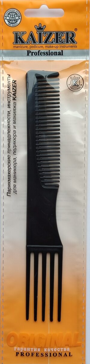 KAIZER Гребень  Арт.801263   с разделителем для прядей с вилкой, длина 230 мм., цвет черный, KAIZER
