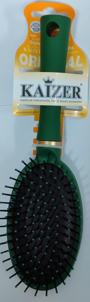 KAIZER Расчёска  Арт.802914   массажная  овальная, пластик Soft touch, цвет зелёный, KAIZER