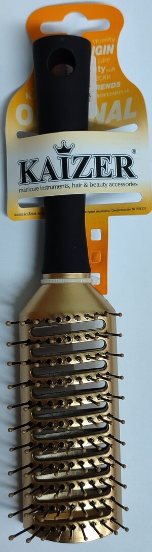 KAIZER Расчёска  Арт.802917   вентиляционна, ручка Soft touch, цвет золото, KAIZER