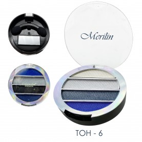 РФ Тени для век  4 цвета № 06 /молочный/бел.серебро/водная синь/темный василек/ Merilin , с апплик. Арт.27