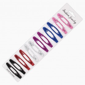 РФ ЗАЖИМ   Арт.312  Феерия Блёсков КЛИК-КЛАК Для Волос    6см Овал МИКС   Цена  ЗА  УПАК.  12 Шт