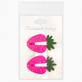 РФ ЗАЖИМ   Арт.29  ФИГУРКИ   /2 Клубнички/  ДЛЯ  ВОЛОС  4,5*1,5см     Цена За Блистер 2шт