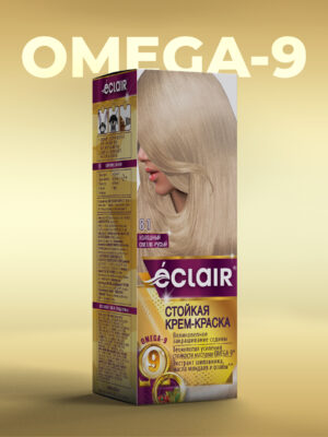ЕCLAIR Стойкая крем-краска  тон  8.1    для волос  с маслами "OMEGA 9",   ХОЛОДНЫЙ СВЕТЛО-РУСЫЙ