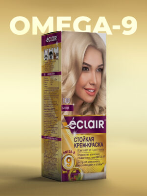 ЕCLAIR Стойкая крем-краска  тон  100   для волос  с маслами "OMEGA 9",    БЛОНД