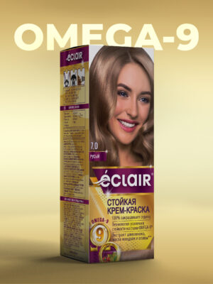 ЕCLAIR Стойкая крем-краска  тон  7.0    для волос  с маслами "OMEGA 9",   РУСЫЙ