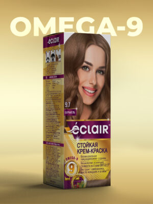 ЕCLAIR Стойкая крем-краска  тон  9.7    для волос  с маслами "OMEGA 9",   КАРАМЕЛЬ