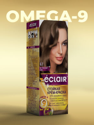 ЕCLAIR Стойкая крем-краска  тон  6.7   для волос  с маслами "OMEGA 9",   НАТУРАЛЬНЫЙ  КОФЕ