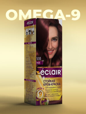 ЕCLAIR Стойкая крем-краска  тон  5.55  для волос  с маслами "OMEGA 9",    РУБИН