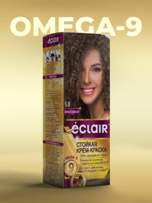 ЕCLAIR Стойкая крем-краска  тон  5.0  для волос  с маслами "OMEGA 9",    ШОКОЛАДНЫЙ
