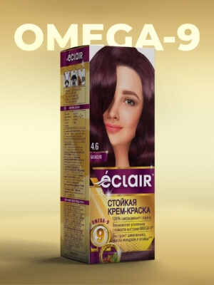 ЕCLAIR Стойкая крем-краска  тон  4.6  для волос  с маслами "OMEGA 9",   БОЖОЛЕ