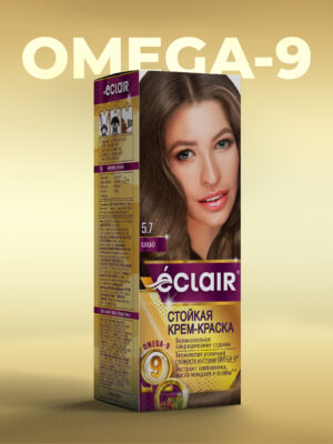 ЕCLAIR Стойкая крем-краска  тон  5.7   для волос  с маслами "OMEGA 9",    КАКАО