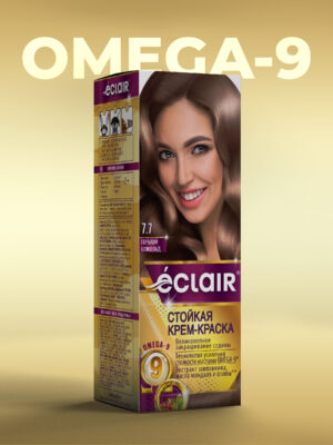 ЕCLAIR Стойкая крем-краска  тон  7.7   для волос  с маслами "OMEGA 9",    ГОРЬКИЙ  ШОКОЛАД