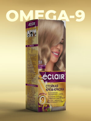 ЕCLAIR Стойкая крем-краска  тон  9.0    для волос  с маслами "OMEGA 9",   СОЛНЕЧНЫЙ  ПЛЯЖ