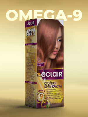 ЕCLAIR Стойкая крем-краска  тон  7.3    для волос  с маслами "OMEGA 9",   ЗОЛОТИСТО  РУСЫЙ