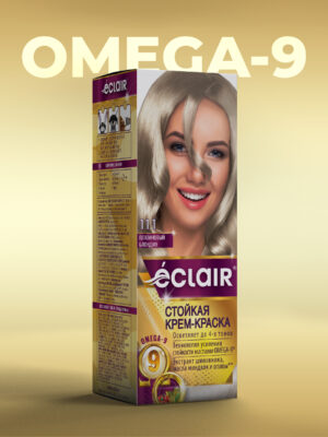 ЕCLAIR Стойкая крем-краска  тон  11.1  для волос  с маслами "OMEGA 9",   ПЛАТИНОВЫЙ  БЛОНДИН