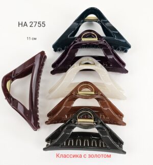 LR Краб д/волос  Арт.2755  треугольный с золотой фурнит.12 см., цвета микс уп.12шт