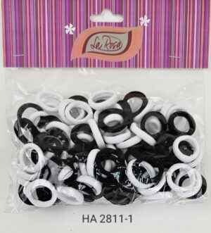 LR Резинка  Арт.2811-1, мягкая чёр/бел, для тонких волос,100шт/в уп.