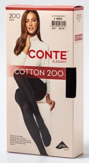 Колготки женские   COTTON 200   р 4   Nero (Скидка с отпускной цены производителя 6%)